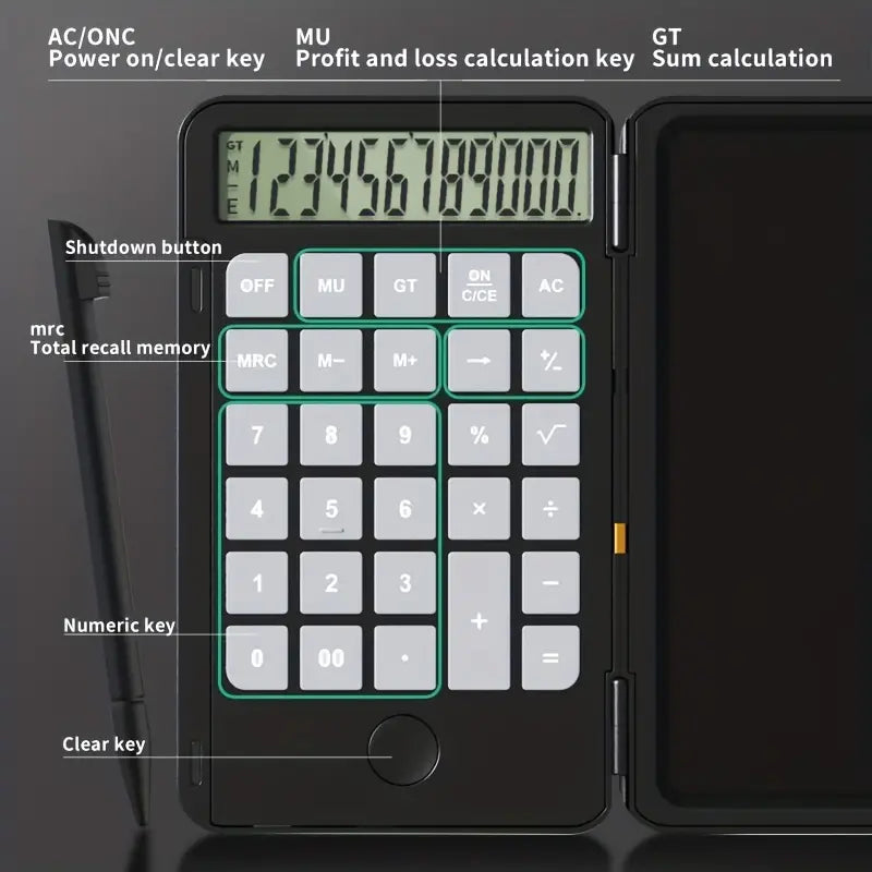 LCD Writing Calculator with Notepad - Perfect for Students & Professionals