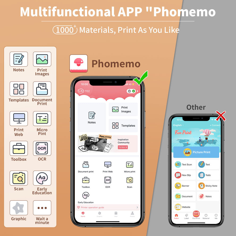 Portable Bluetooth Printer - Wireless Mini Printer for Students & Professionals
