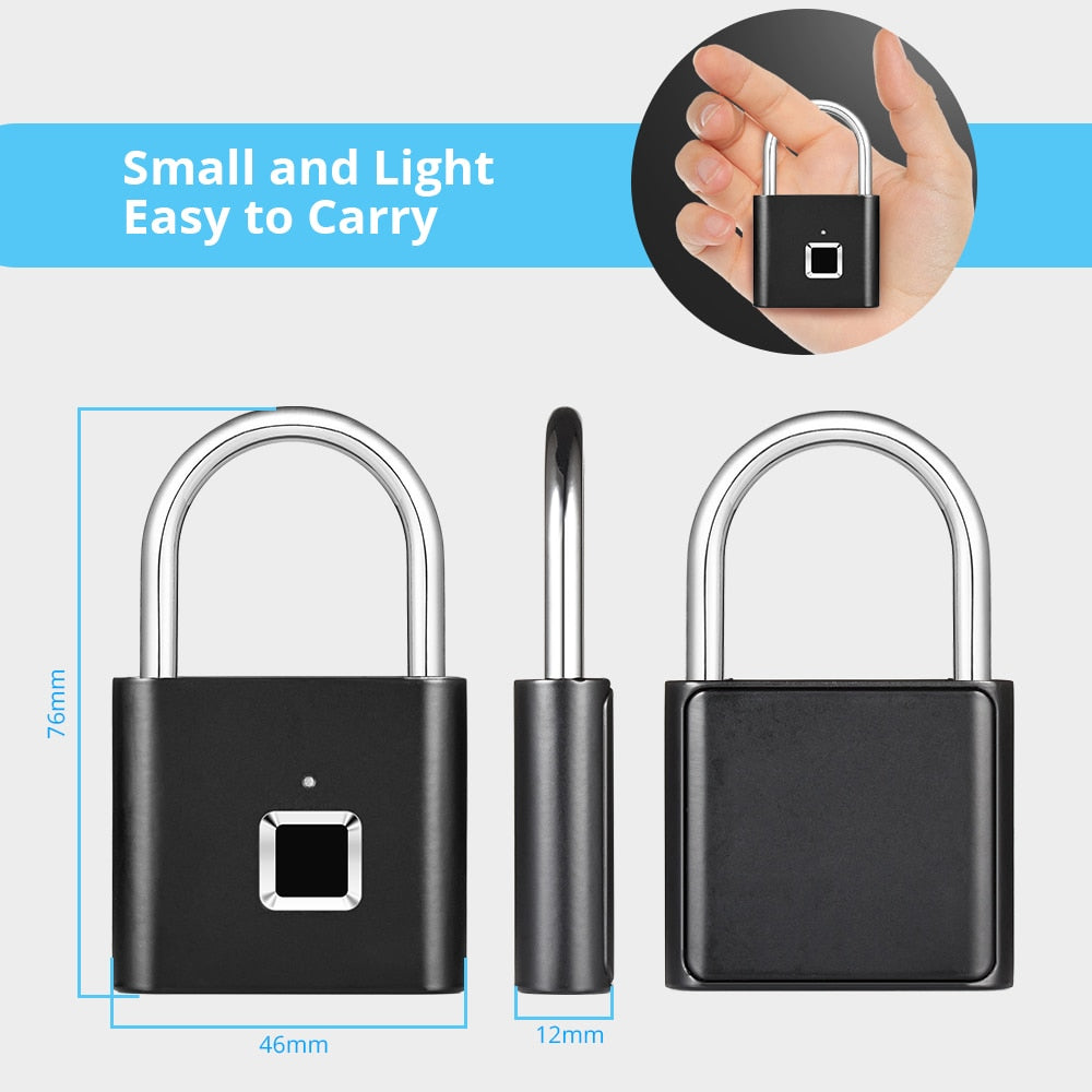Smart Fingerprint Padlock - Keyless Security Lock for Gym, Locker & Luggage